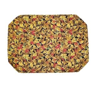 Autumn fall leaves placemat Foliage  Red Yellow Green Brown Set Of 4 USA Cotton